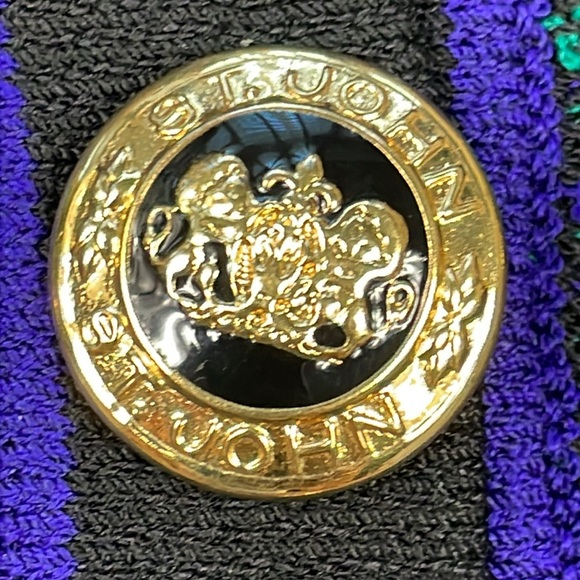 SOLD St John Signature Santana Knit Longline Cardigan Sweater Plaid Quiet Lux L - Picture 6 of 9